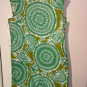 Merona Classic shift dress in green & white paisley cotton size 16